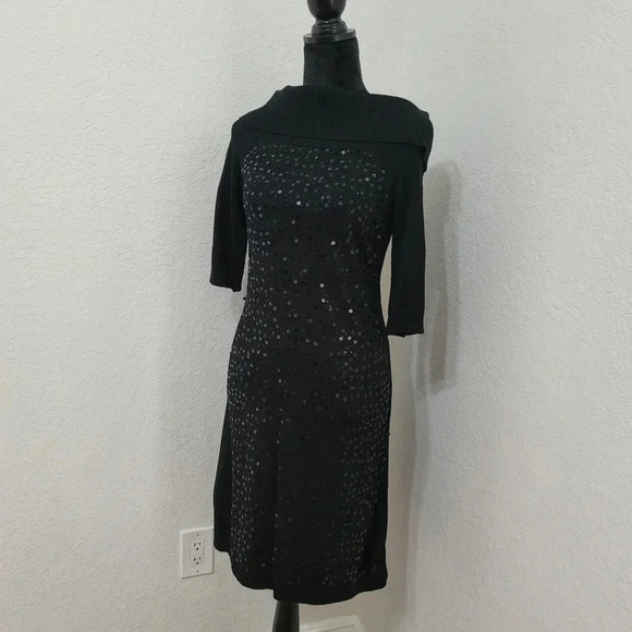 ESPERANZA $48.00 Black Sequin 3/4 Sleeve Sweater S - Picture 3 of 7